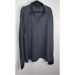 Rodd and Gunn Merrick Bay 1/4 Quarter Zip Sweater 2XL XXL Navy Lt Blue Striped